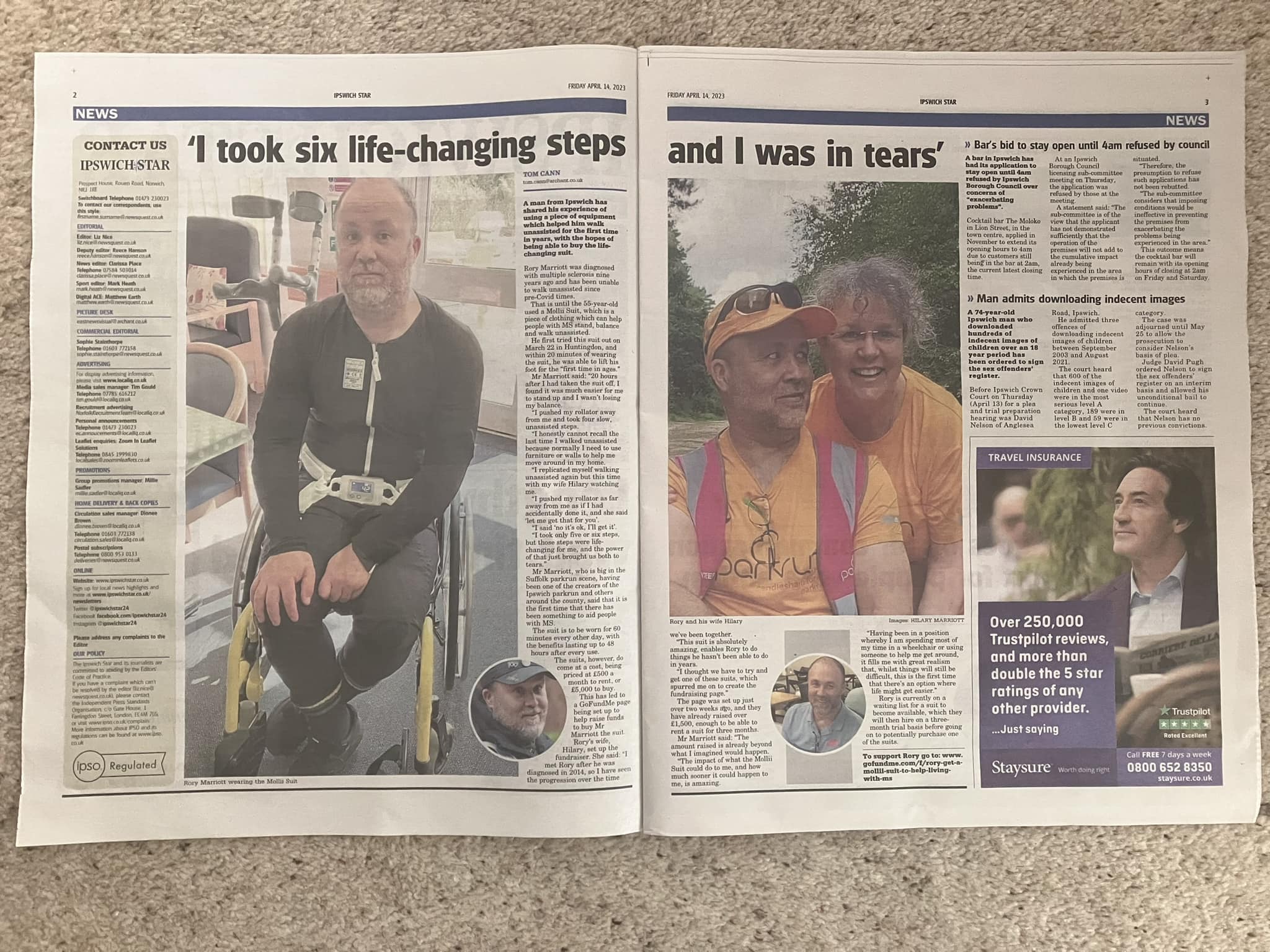 pages 2 and 3 of Ipswich star 14th April